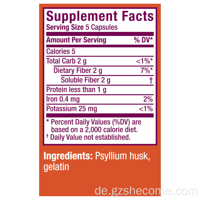 Psyllium Faser Supplement unterstützt Verdauungsgesundheit